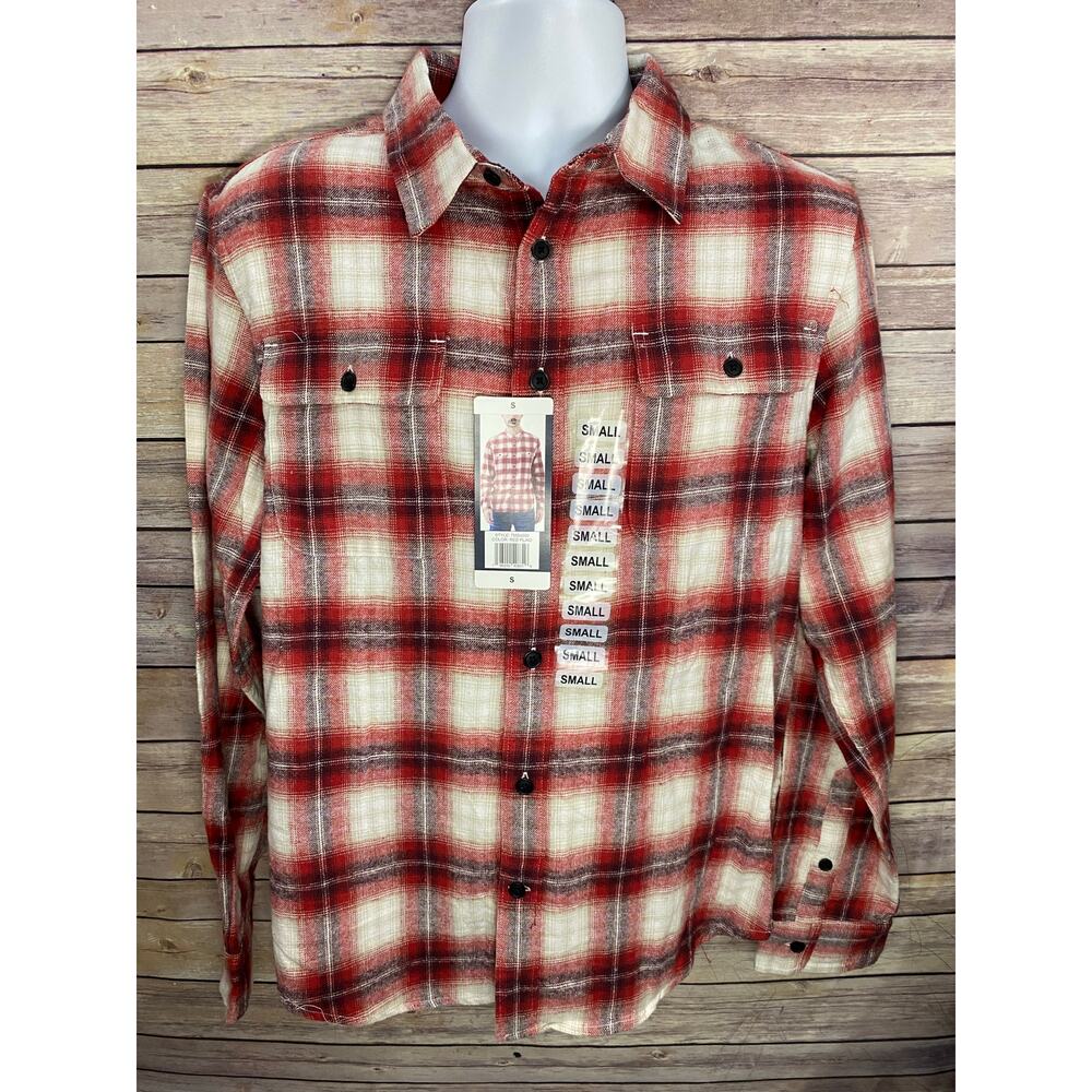 Lucky Brand Classic Fit Shirt Red White Plaid Long Sleeve Button Front Men’s S